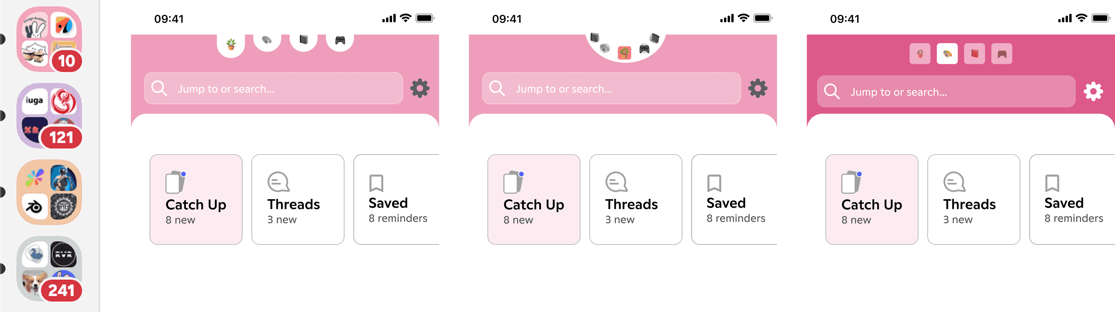Alternative navigation based on user-defined server categories