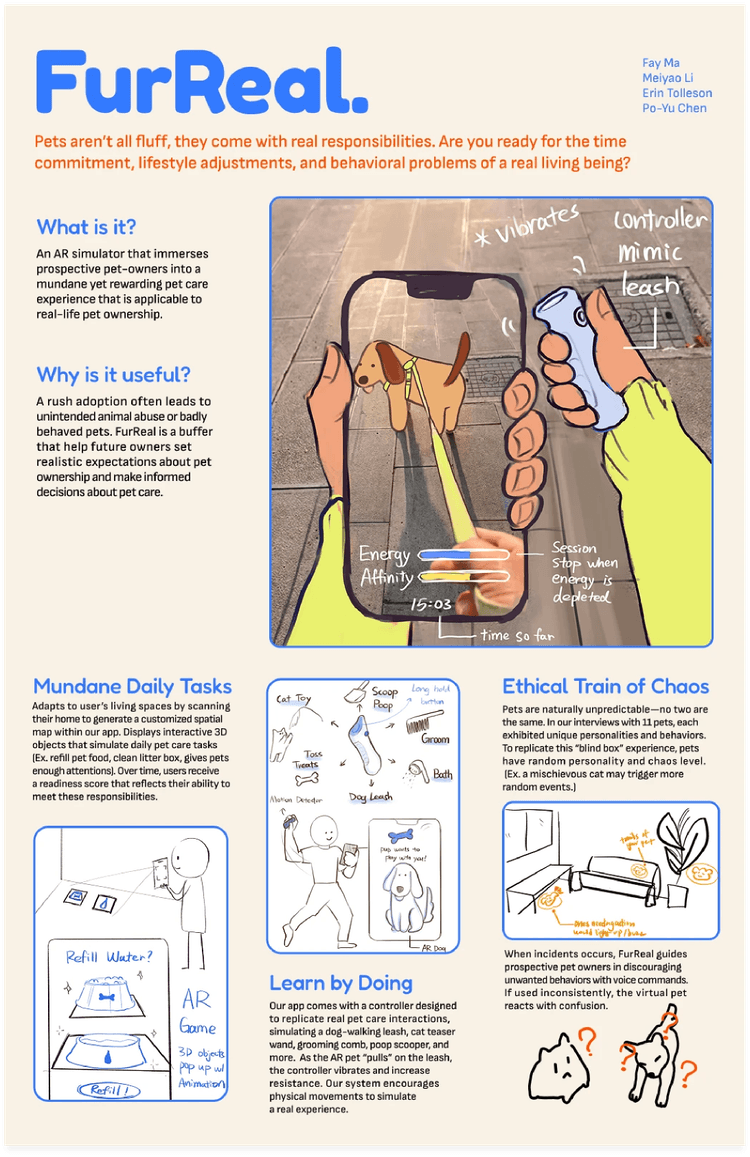 FurReal AR pet care simulator concept poster