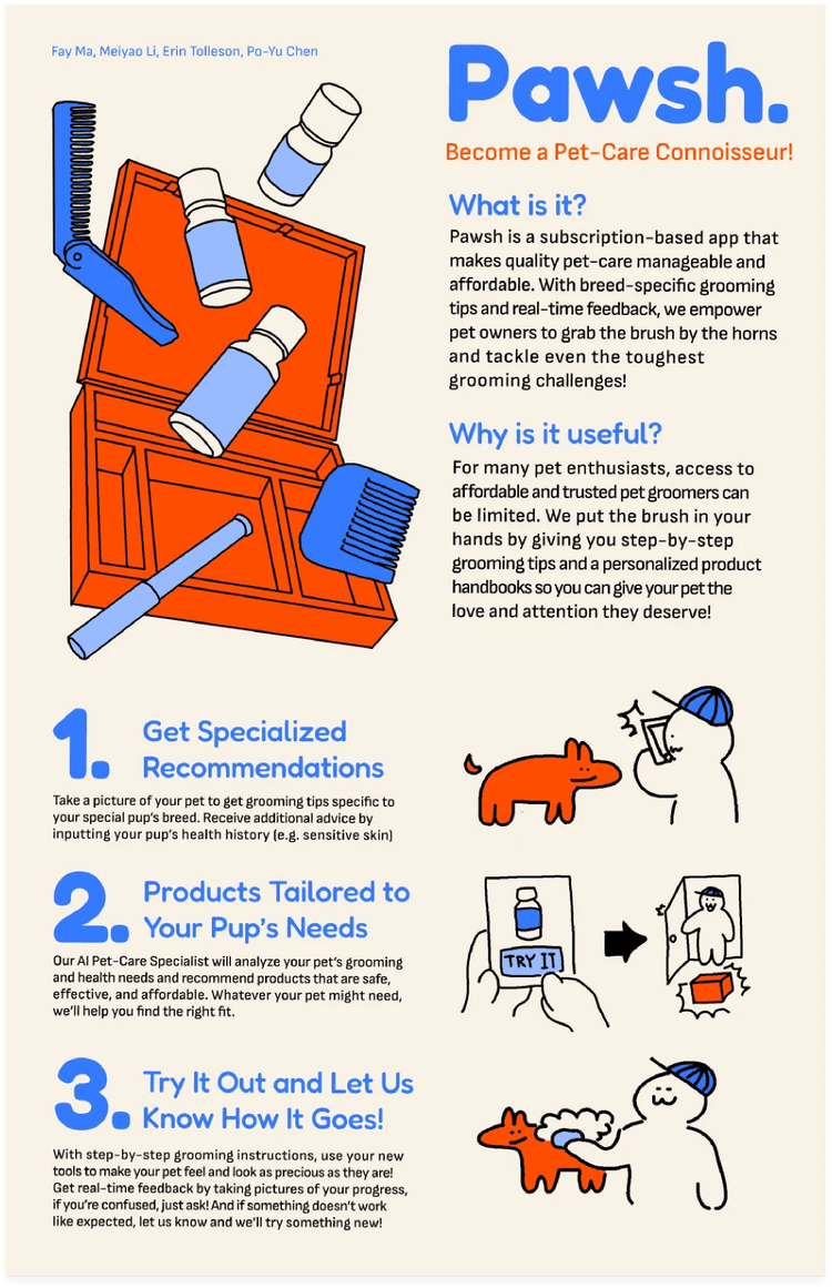 Pawsh pet grooming app concept poster